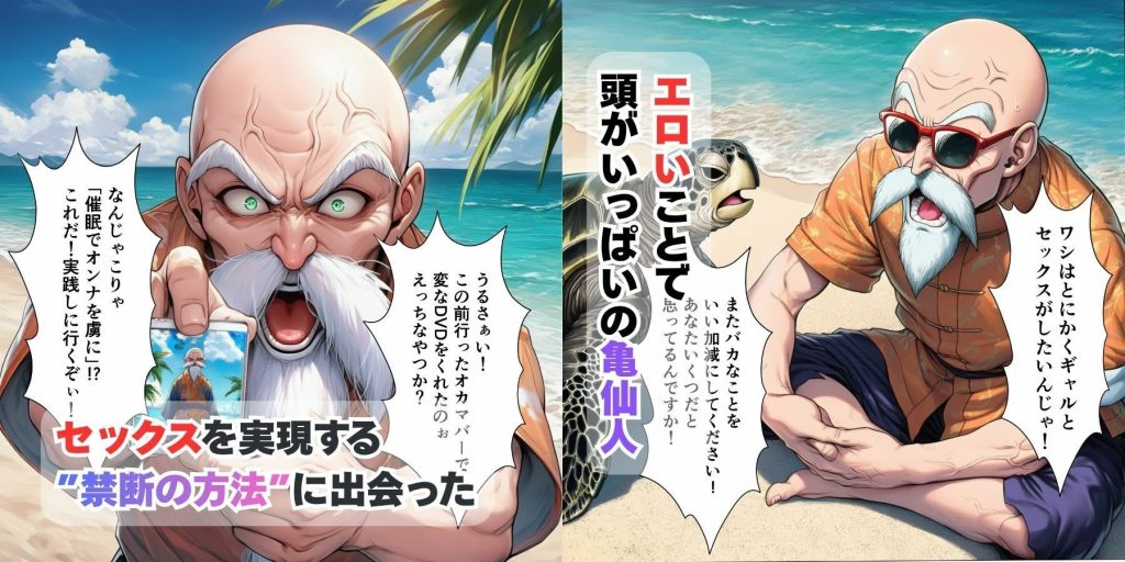 催●エロ亀仙人が痴女ブルマと巨乳ビーデルとランチにイチャラブ中出し